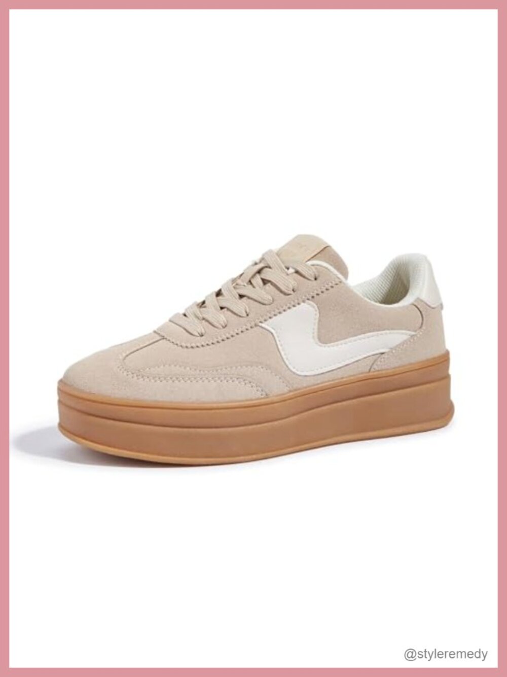 Platform Fashion Sneakers Faux Leather Suede Walking Shoes Lace Up